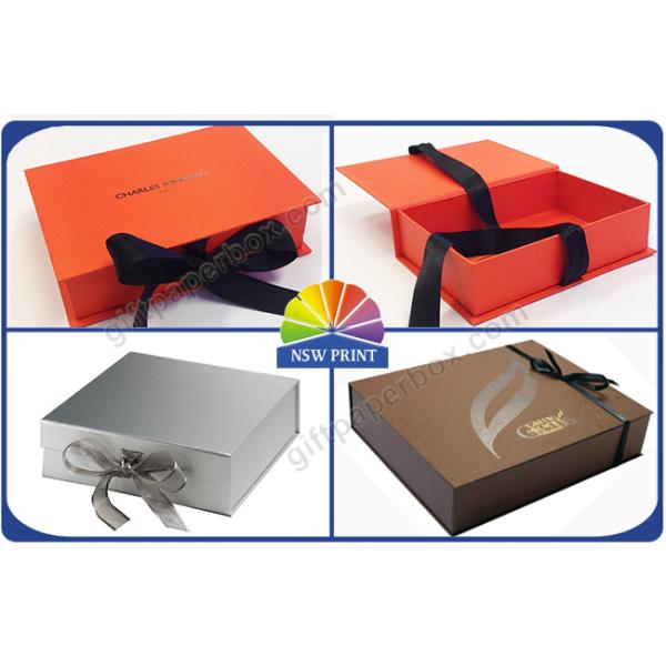 Customized Design Ribbon Closure Cardboard Gift Box 4C Printing