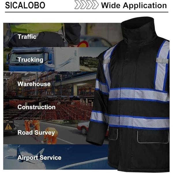 Reflective Winter Warm Work Jacket, High Visibility Construction Overalls