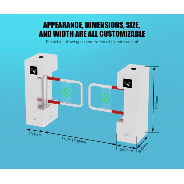HCW Vertical Turnstile Gate with Facial Recognition Technology Compact Waist-High Design for 30-45 People/Minute Traffic