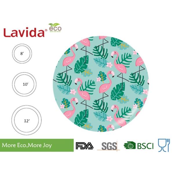 Mix Colors Bamboo Fiber Dinnerware Dishwasher Safe Nature Style Flamingo Bird Pattern
