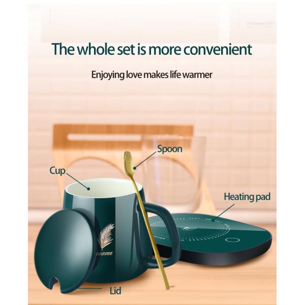 2023 Hot Sell Smart Ceramic Sublimation Coffee Cup Mugs, Constant Temperature 55 Degree Usb Electric Coffee Mug Warmer