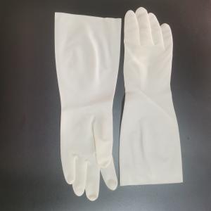 China Waterproof Kitchen Dishwashing Gloves 38cm Household White Nitrile Glove on sale