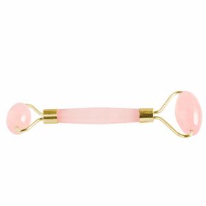 Curved Handle Double rose quartz Facial Jade Roller