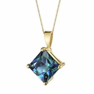 China Lab Created Alexandrite Stone Pendant Fashion Women Necklace Gold Plated on sale