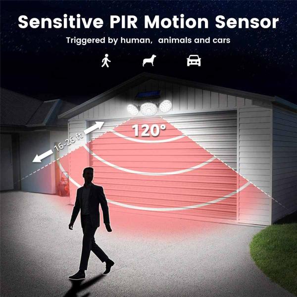 Porch Patio 16W 300LM ABS Solar Motion Sensor Wall Light Three Head