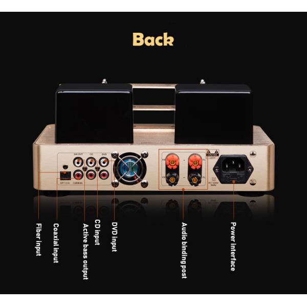 2.0 Channel Bluetooth Audio Amplifier , Vacuum Tube Amplifier Gold Color