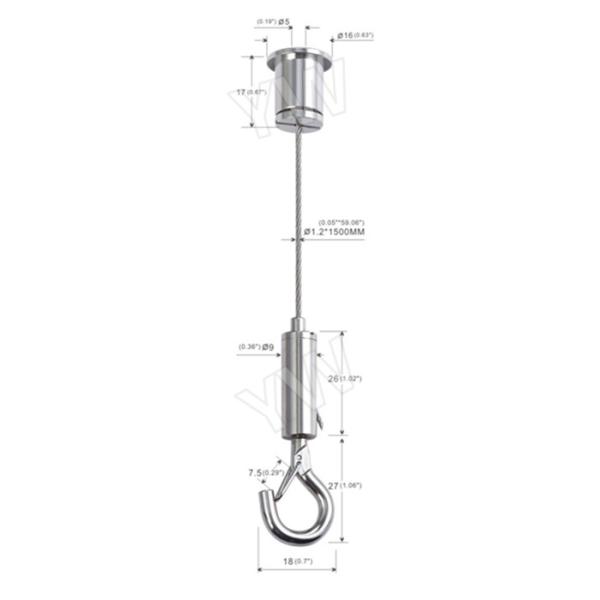 0.05 ″Stainless Steel Light Fitting Suspension Kits With Cable Gripper Hook
