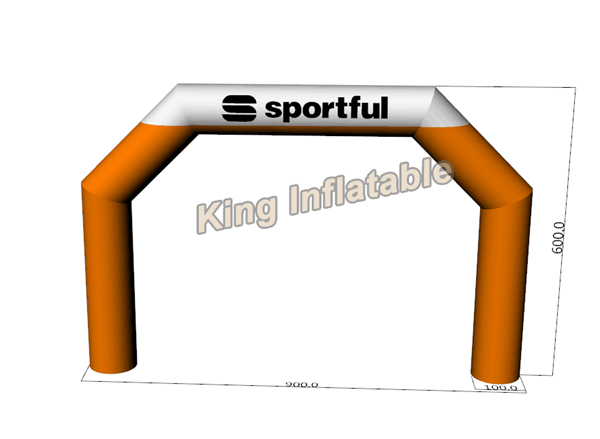 6m High Custom Made Advertising Beautiful Orange Inflatable Arch For Sport Entrance