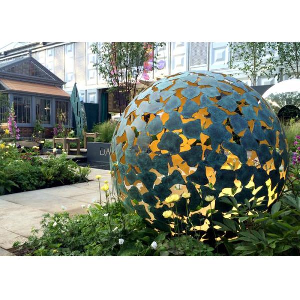 Large Luminous Sphere Painted Metal Sculpture For Garden Decoration 100cm Dia
