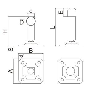Glass Floor Electric Gate Stopper With Bolt Down Base Wall Install Kit