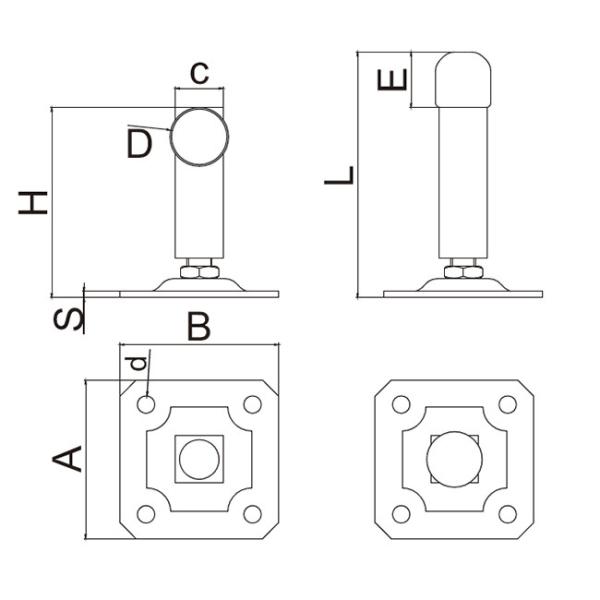 80mm Ground Install Rolling Gate Stopper For Cars Cattle With Rubber Bottom Plate