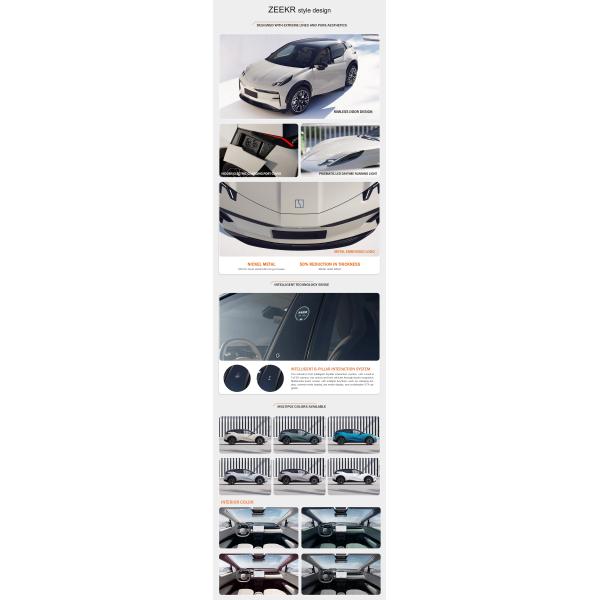 2024 Zeekr x ME Version Energy Vehicle Five Seats Electric Car 4450*1836*1572mm Max Speed 190km/h