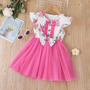 Summer Children'S Clothing Baby Girl Printed Sweet And Cute Flying Sleeve Dress