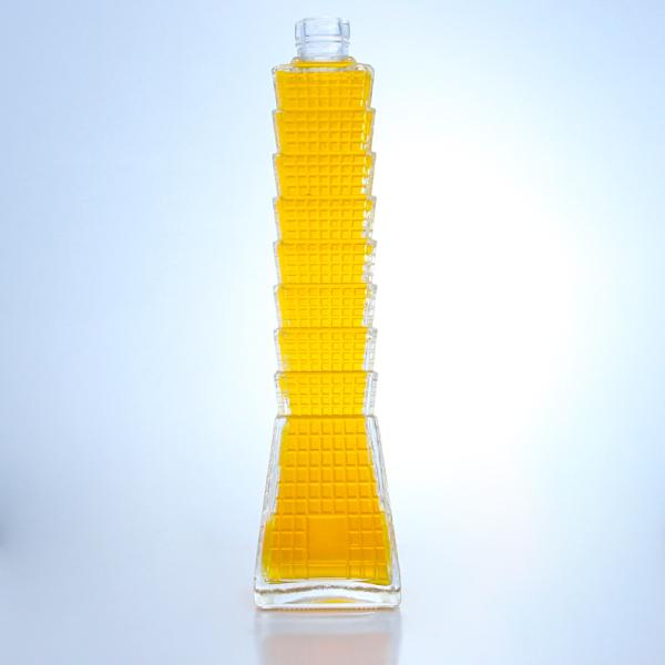 Tower Shape Glass Bottle for Vodka Brandy Tequila Customized Logo