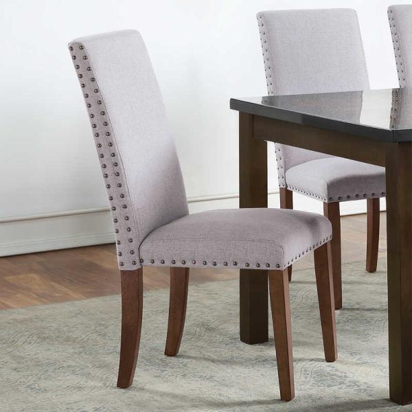 Wood Legs 17.72" L Grey Dining Chairs Set Of 2 / Fabric Dining Room Chairs 27.56lbs