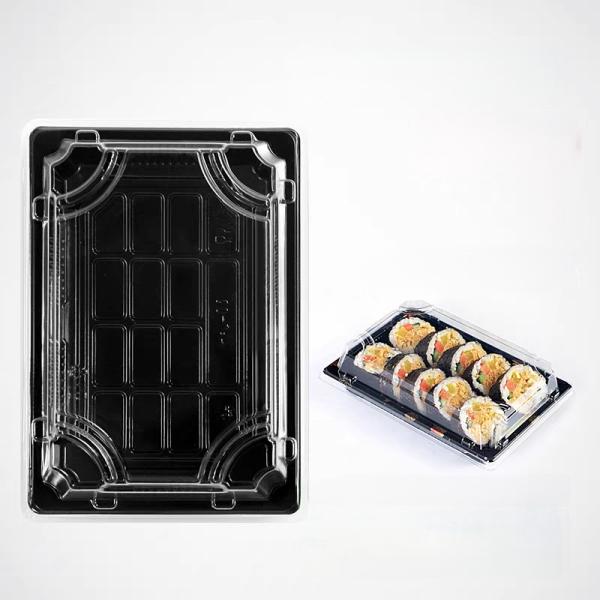 China Custom Disposable Sushi PET Plastic Rectangular Salmon Sushi Takeaway Container With Lid on sale China Custom Disposable Sushi PET Plastic Rectangular Salmon Sushi Takeaway Container With Lid on sale
