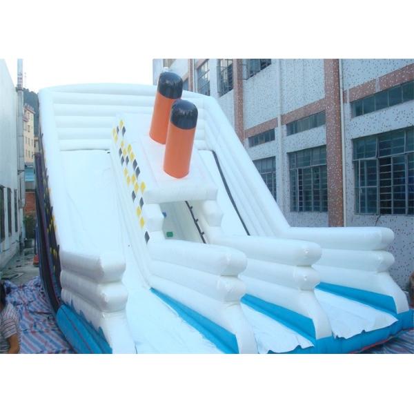 Buy White Commercial Inflatable Slide / Double Lanes Titanic Inflatable Slide at wholesale prices