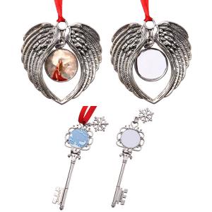 Sublimation Christmas Key Pendant Blanks Snowflake Ornament Metal Christmas