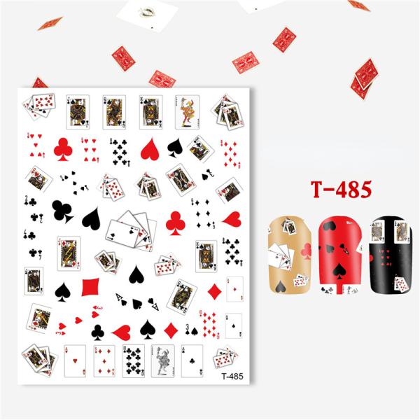 T-482-T-492 Multicolor Style Poker Series Nail Art Decal Sticker for Salon Beauty
