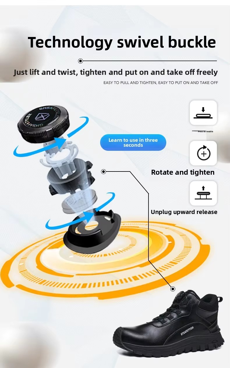 Men's Safety Shoes Kevlar Midsole Work Boots With Steel Toe And Rubber Sole