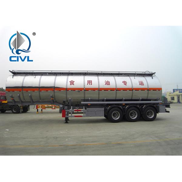 Round Or Square Shape Chemical Liquid Tanker Trailer Three Axles 30,000L- 33,000L