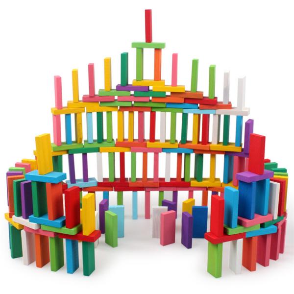 Buy Wooden Rainbow Dominoes Building Blocks 120Pcs For Children Educational at wholesale prices