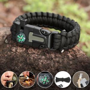 5 in 1 MultI-function Paracord Survival Bracelet Flint Steel Fire Starter Kit