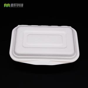 Quality 500-650-800-1000ml Biodegradable Disposable Sugarcane Bagasse Lunch Box with lid for sale