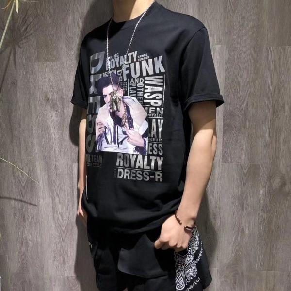 100% Cotton Mens Hip Hop Style T Shirts Round Neck Custom Printing