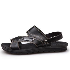 Brown Handmade Leather Sandals Beach Slides Shoes With Microfiber Leather Soft Bottom