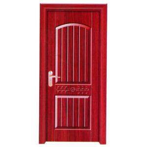 Dark Red Wooden Flush Door Veneer Skins , Apartment Using PVC Plastic Door Skins