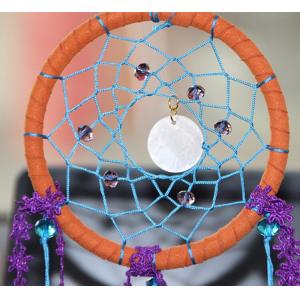 Circular Purple Handmade Dream Catcher Net With Feathers Wall Hanging Decoration