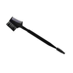 Plastic Handle Double End Eyebrow Brush With Black Synthetic Hair