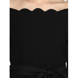 Women Fashionable Black Scalloped Top