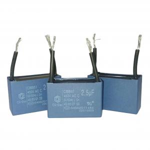 China 2.5mfd CBB61 450V Air Conditioner Fan Capacitor ±5% Tolerance With 30mm Line Length on sale