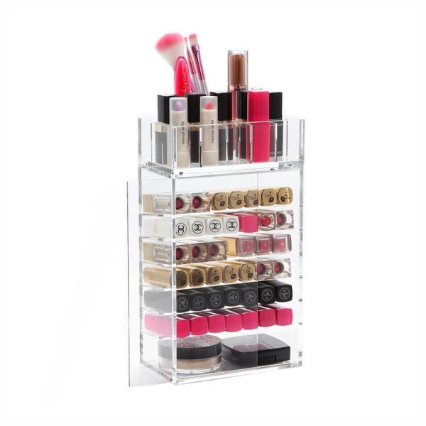 Buy Lipstick Holder Acrylic Lipstick Tower Cosmetic Makeup Organizer Display Stand with Door at wholesale prices