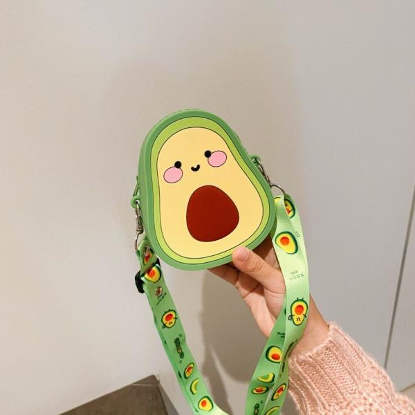 Cartoon Avocado Silicone Coin Wallets Cute Purse Headset Bag Makeup And Hair Accessories Bag Fun Toy Shoulder Purse Bag