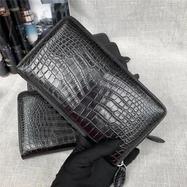 Genuine Real True Crocodile Belly Skin Male Clutch Purse Men's Long Wallet Authentic Alligator Leather Large Card Holder