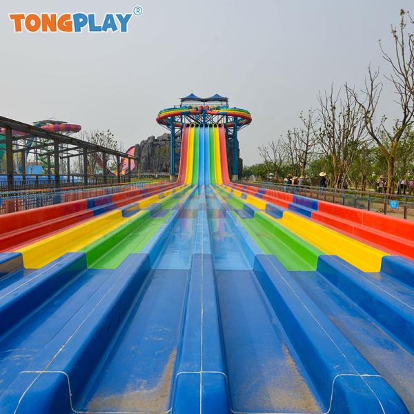 Water Playground Amusement Slide Water Park Multi- Lanes Colorful Rainbow Water
