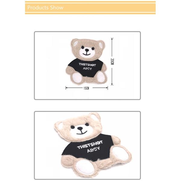 Custom Logo Eco Friendly Teddy Bear Patch , Cartoon Sew On Patches For Kids Blouse