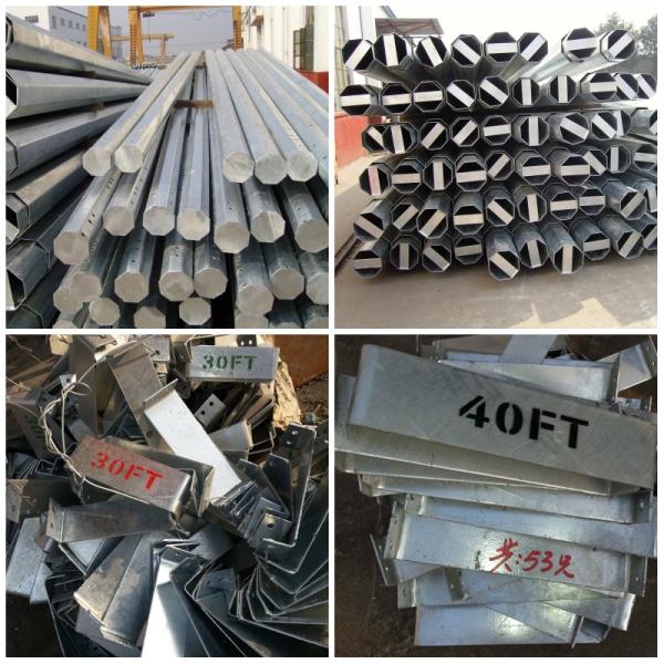 11kv Conical Electrical Hot Dip Galvanized Steel Utility Poles 2.5mm to 10mm Thickness