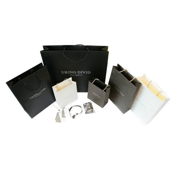 OEM Colorful Uking Divid 180g Recycle Paper Carrier Bag With Stamped / Embossed Logo