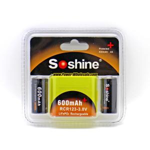 Soshine 3.2V LiFePO4 RCR123 / 16340 rechargeable battery with protection