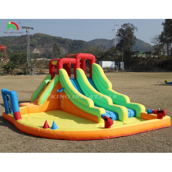 Inflatable Bouncer Combo Bounce House Double Lane Inflatable Water Slide With Water Pool Trampoline Shooting Net Basket Climbing