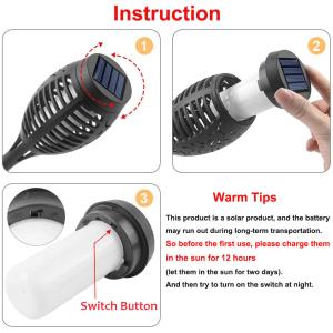 Flickering LED Landscape IP65 Waterproof Lawn Lamp Path Lighting Solar Outdoor