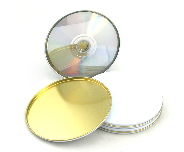 Cd Dvd Round Tin Box Packaging Embossing And Zipper For 45pcs