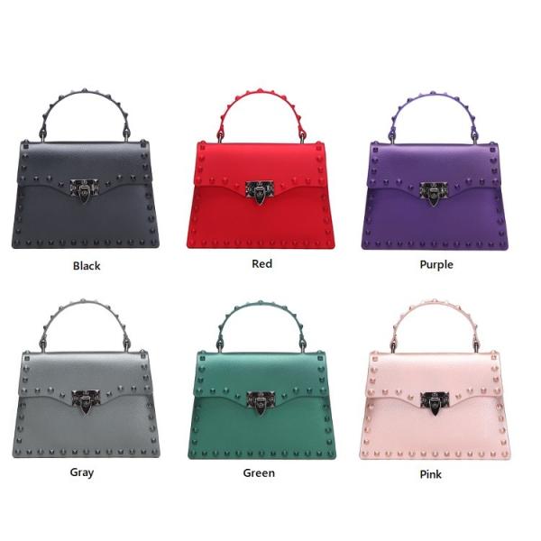 Trim Frosted Rivet Jelly Pu Leather Handbags for Women Shoulder bags