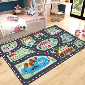 China Crystal Velvet Kindergarten Children Playroom Rug Parking Lot Mat Crawling Carpet on sale