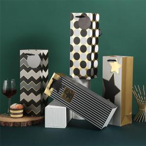 OEM Matte Gusseted Recycled Paper Wine Bags With Cotton Handles