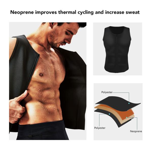 HEXIN Neoprene Waist Trainer Shaper Knitted Workout Gym Zipper Tank Top Sauna Vest for Men